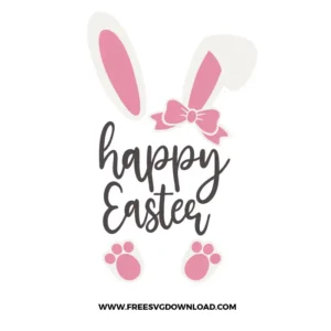 Happy Easter Bunny Feet and Ears Bow Free SVG File