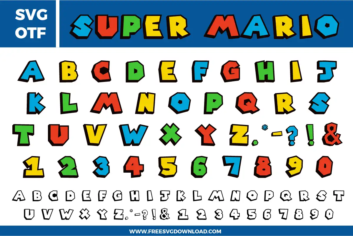 Super Mario Font Free SVG File