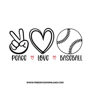Peace Love Baseball Free SVG File