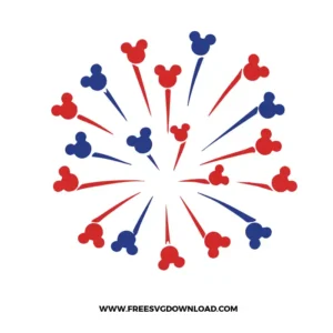 4th Of July Mickey Firework Free SVG File