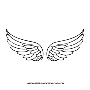 Elegant angel wings SVG design with detailed feather lines, perfect for Cricut crafting and spiritual-themed projects.