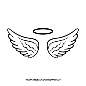 Simple angel wings SVG with a classic halo above, ideal for religious crafts, memorial decor, or minimalist designs.