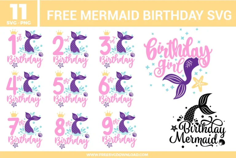 Mermaid Birthday Free SVG Files
