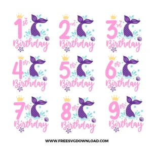 Mermaid Tail Birthday Free SVG File