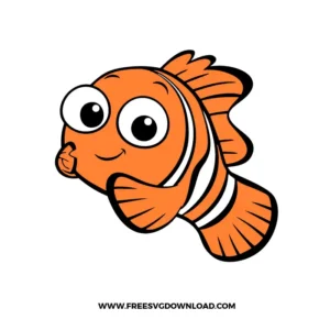 Nemo svg with wide eyes, rounded fins, and bold black outlines.