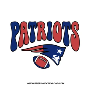 Vintage style Patriots script typography logo with tail sweep line art for digital download.