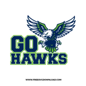 Go Hawks SVG featuring flying eagle mascot, Seattle Seahawks football design for Cricut and Silhouette projects.