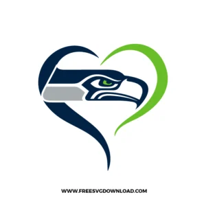 Heart shaped Seattle Seahawks logo SVG, ideal for fans, gifts, decals, and Cricut DIY projects.