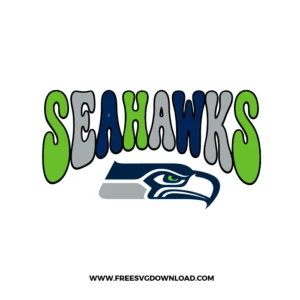 Retro style Seattle Seahawks text SVG with team logo, ideal for vinyl cutting, shirts, mugs, and football crafts.