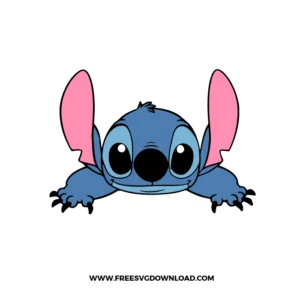 Cute Stitch peeking with big ears and bright eyes in a playful SVG design