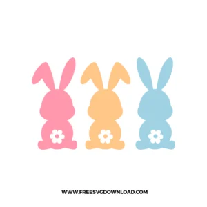 Pastel Easter bunny silhouettes with small flower details in a cute SVG design