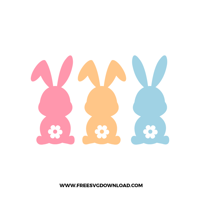 Pastel Easter bunny silhouettes with small flower details in a cute SVG design