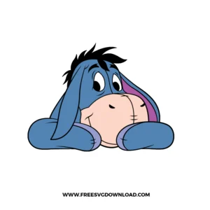 Eeyore SVG File showing a cute blue donkey resting his chin on his arms in a clean vector illustration.