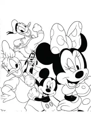 Mickey Mouse, Minnie Mouse, Donald Duck and friends – Mickey Mouse Clubhouse coloring page printable