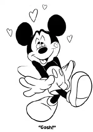 Mickey Mouse surrounded by hearts – printable Mickey Mouse coloring page for kids