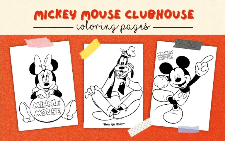 Download Mickey Mouse Clubhouse coloring pages for kids activities, party printables, classroom fun, rainy day crafts, and character-themed creative projects.