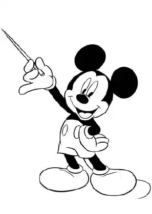 Mickey Mouse conducting an orchestra – fun coloring page for kids