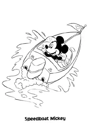 Mickey Mouse riding a speedboat – Mickey Mouse Clubhouse printable coloring sheet
