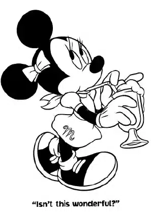 Minnie Mouse drinking juice – printable Mickey Mouse Clubhouse coloring page for kids