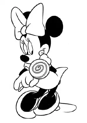 Minnie Mouse eating a lollipop – Mickey Mouse Clubhouse printable coloring page