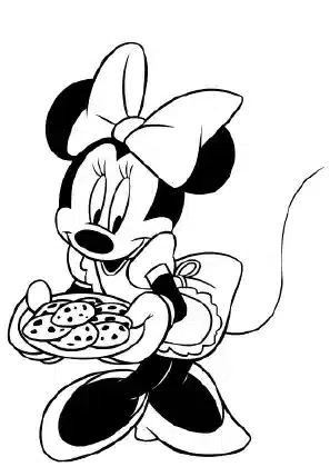 Minnie Mouse Serving Cookies Coloring Page