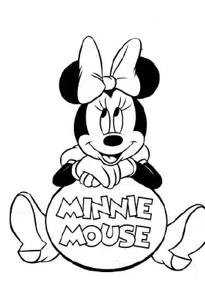 Minnie Mouse holding a Minnie Mouse sign – free printable coloring page