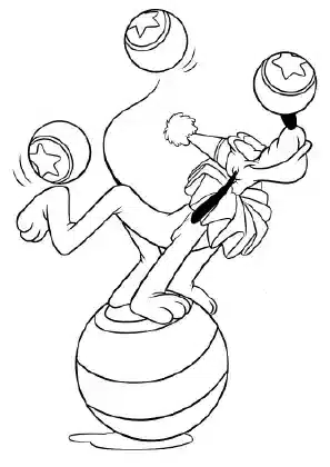 Pluto balancing on a circus ball – Mickey Mouse Clubhouse coloring page