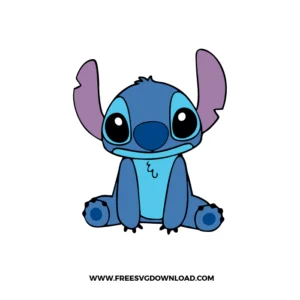 Cute Stitch sitting with big ears and bright eyes in a clean SVG design