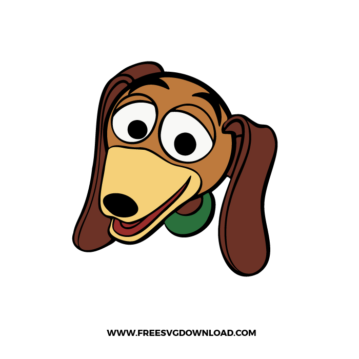 Toy Story Slinky Dog smiling character head with floppy ears in a playful SVG design