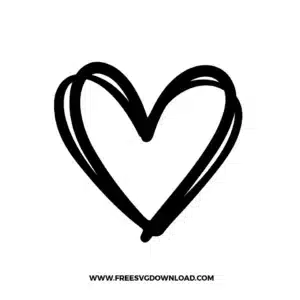 Free hand drawn heart SVG cut file — bold brush stroke heart outline with organic double-line texture on white background for Cricut and Silhouette