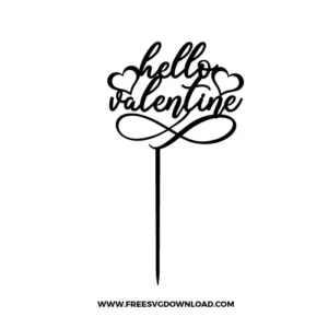 Hello Valentine Heart Cake Topper