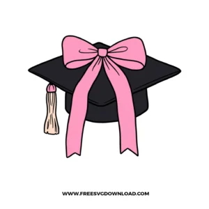 Pink Bow Graduation Cap SVG
