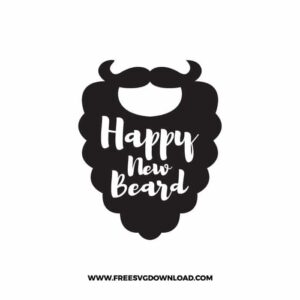 Happy New Beard Silhouette Lettering