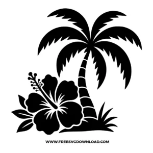 Palm Tree Hibiscus SVG