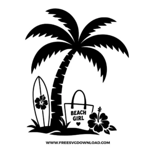Beach Girl Palm Tree SVG