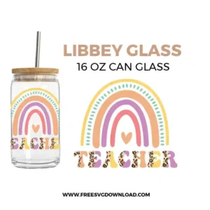 Teacher Rainbow Libbey Can Glass