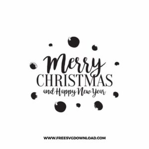 Merry Christmas New Year Typography with Ink Spots