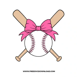 Softball Crossed Bats Bow SVG