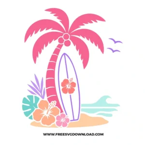 Tropical Beach Surfboard SVG