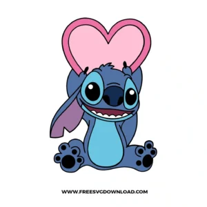 Stitch Pink Heart SVG