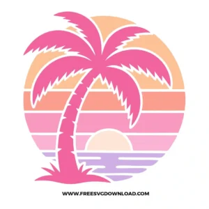Retro Sunset Palm Tree SVG