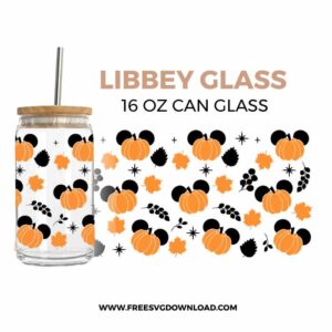 Mickey Pumpkin Libbey Can Glass
