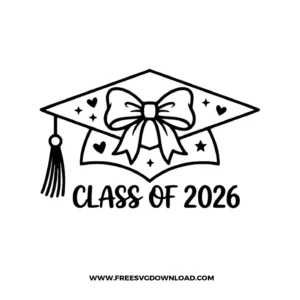 Class of 2026 Bow Graduation Cap SVG