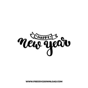 Happy New Year Script Lettering with Ribbon Banner