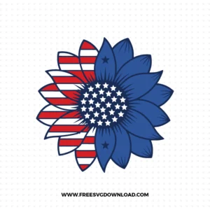Red White and Blue Sunflower SVG