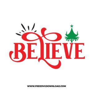 Believe Christmas Lettering with Tree Accent