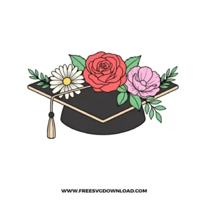 Floral Graduation Cap SVG