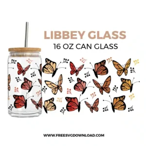 Butterfly Libbey Can Glass